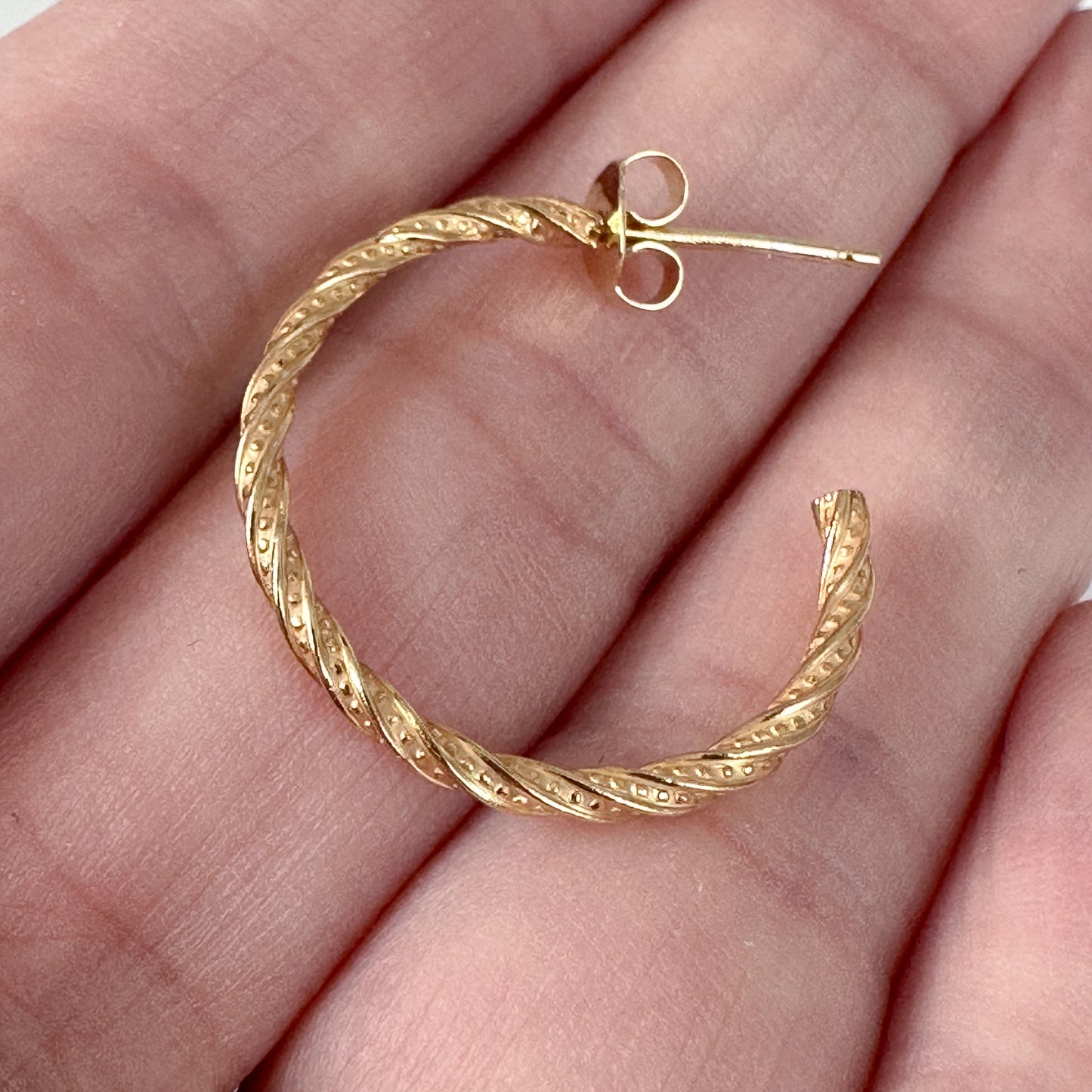 Twisted Patterned Gold Vermeil Hoops