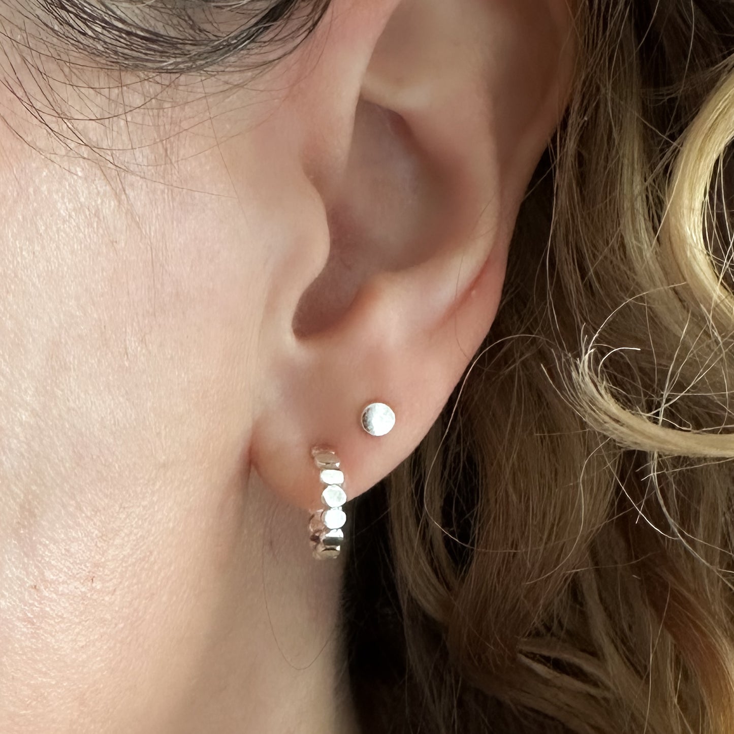 Dotty Huggie Hoops - Sterling Silver