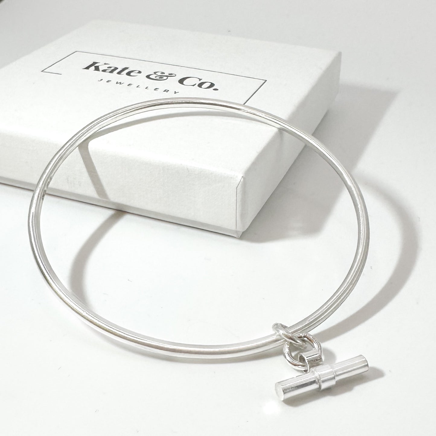 Classic Silver Bangle with T-Bar Charm
