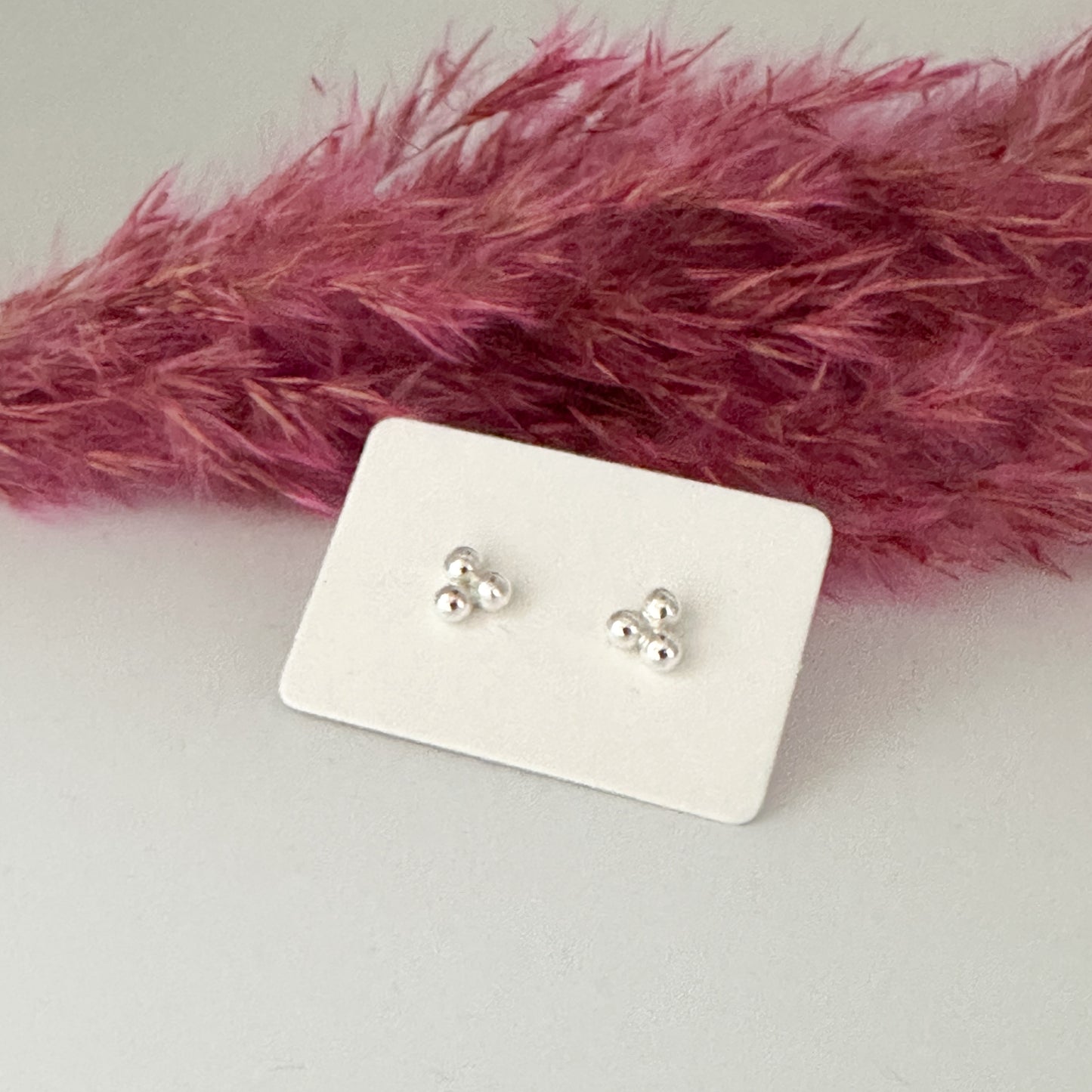 Silver Pebble Trio Stud Earrings