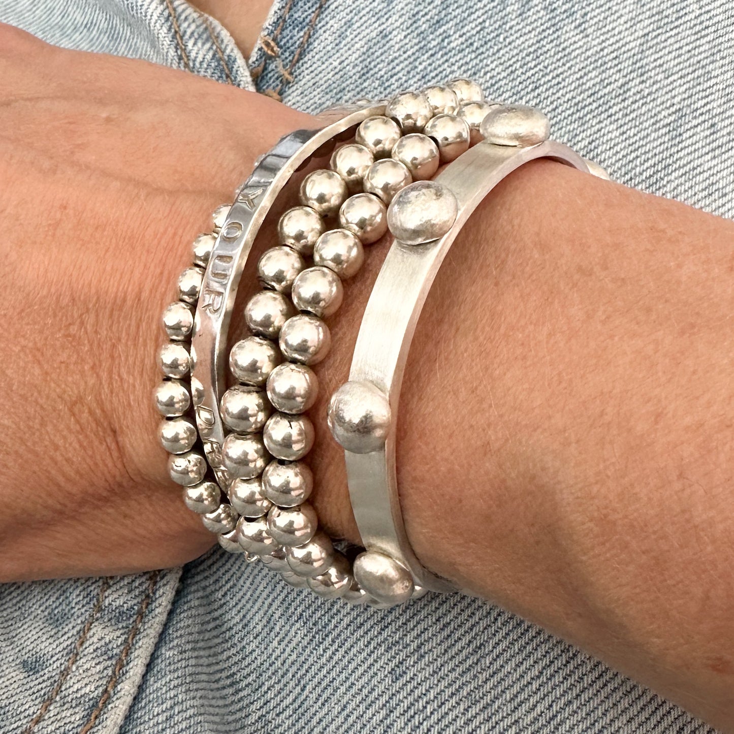 Stepping Stone Silver Cuff Bracelet