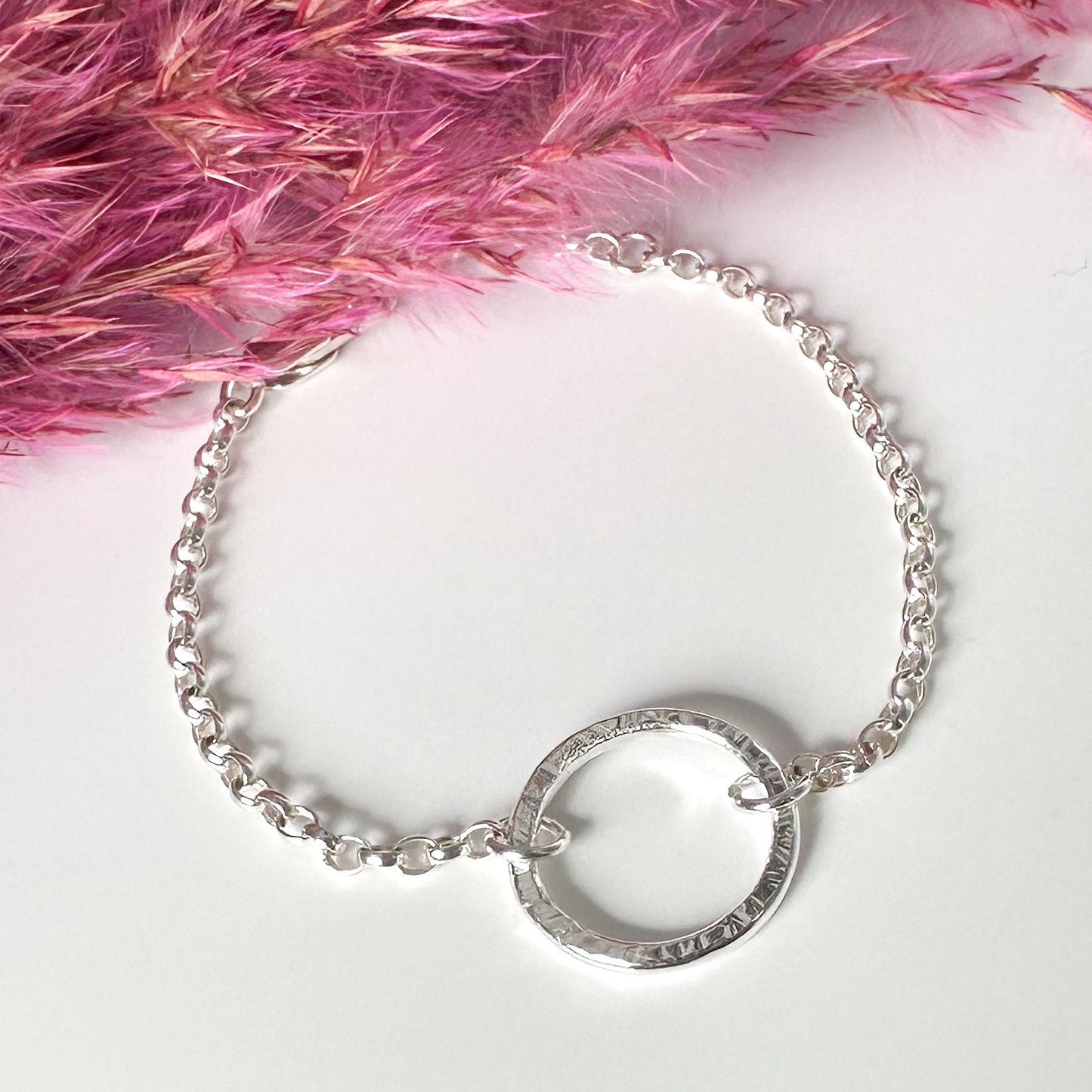 Hammered Halo Bracelet, Sterling Silver