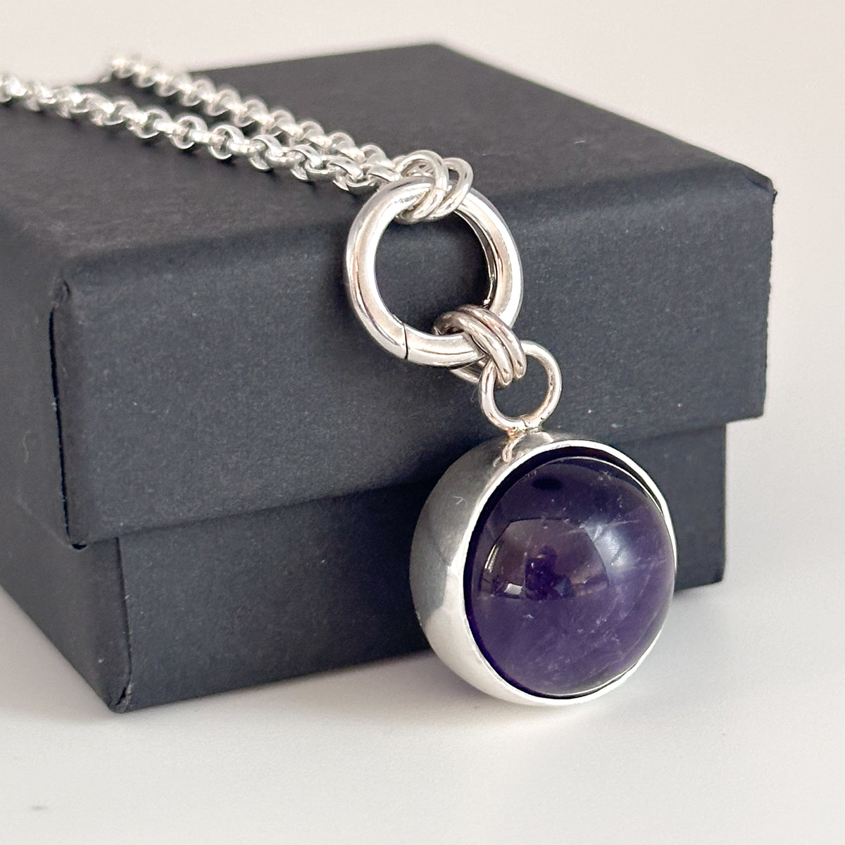 Sterling Silver Belcher Chain Necklace with Charm Holder