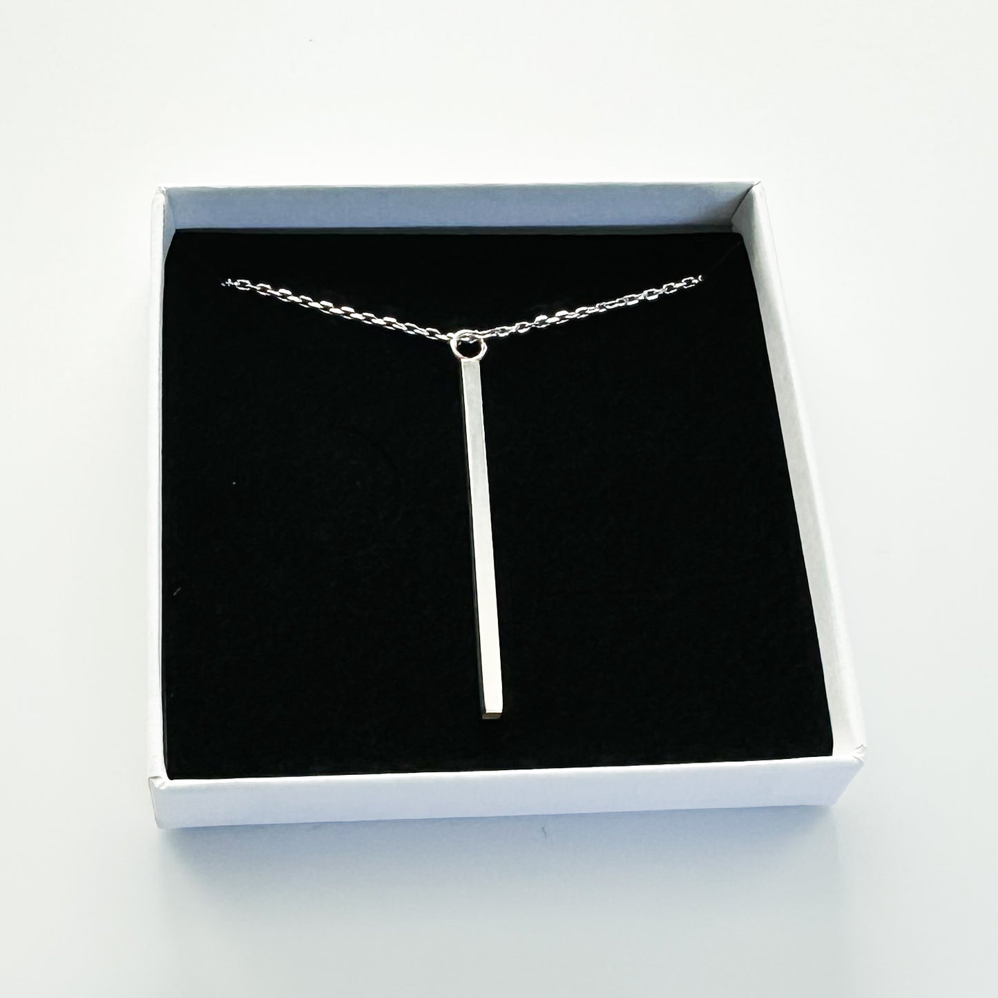 Vertical Silver Bar Necklace