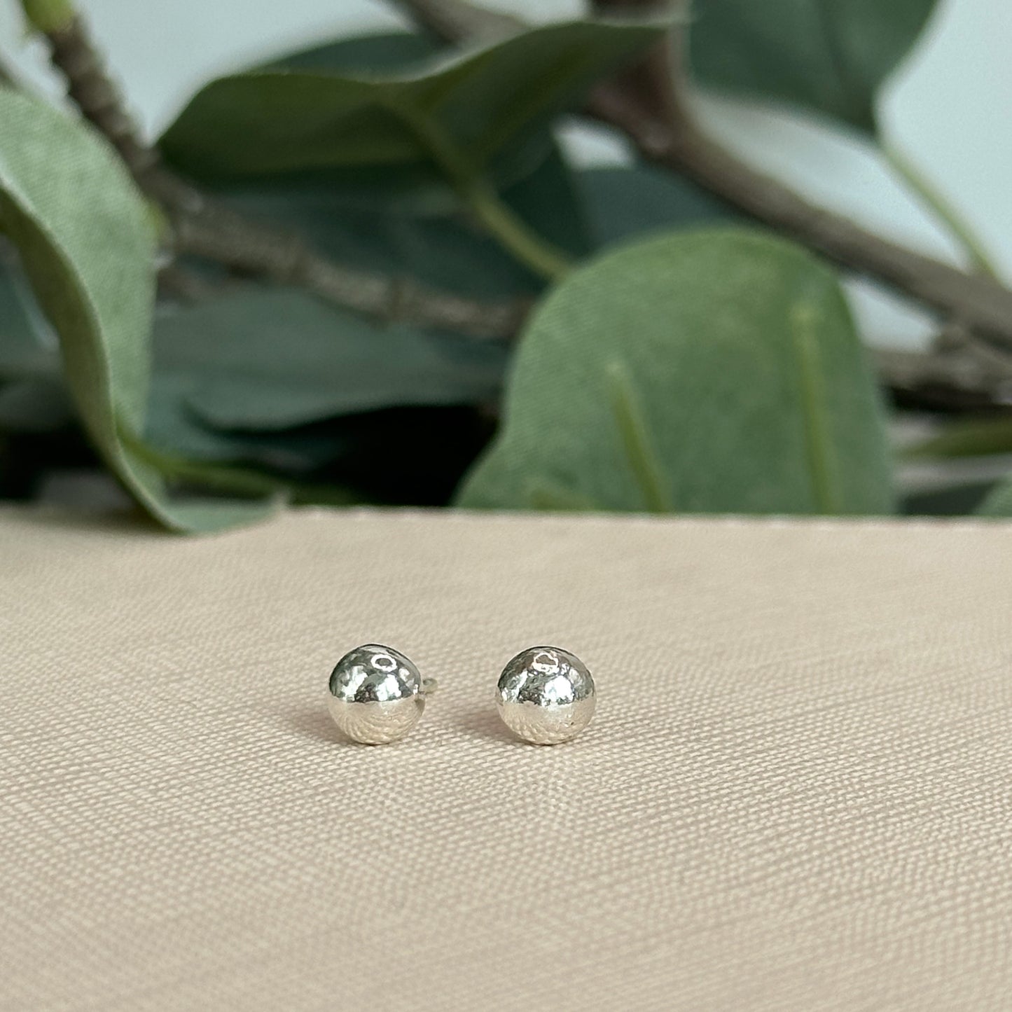 Silver Pebble Stud Earrings