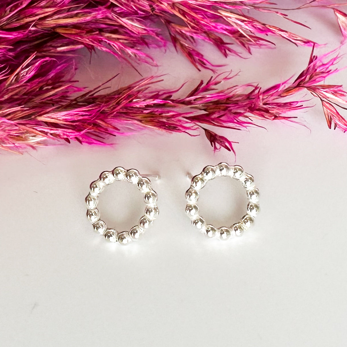 Sterling Silver Dot Circle Studs