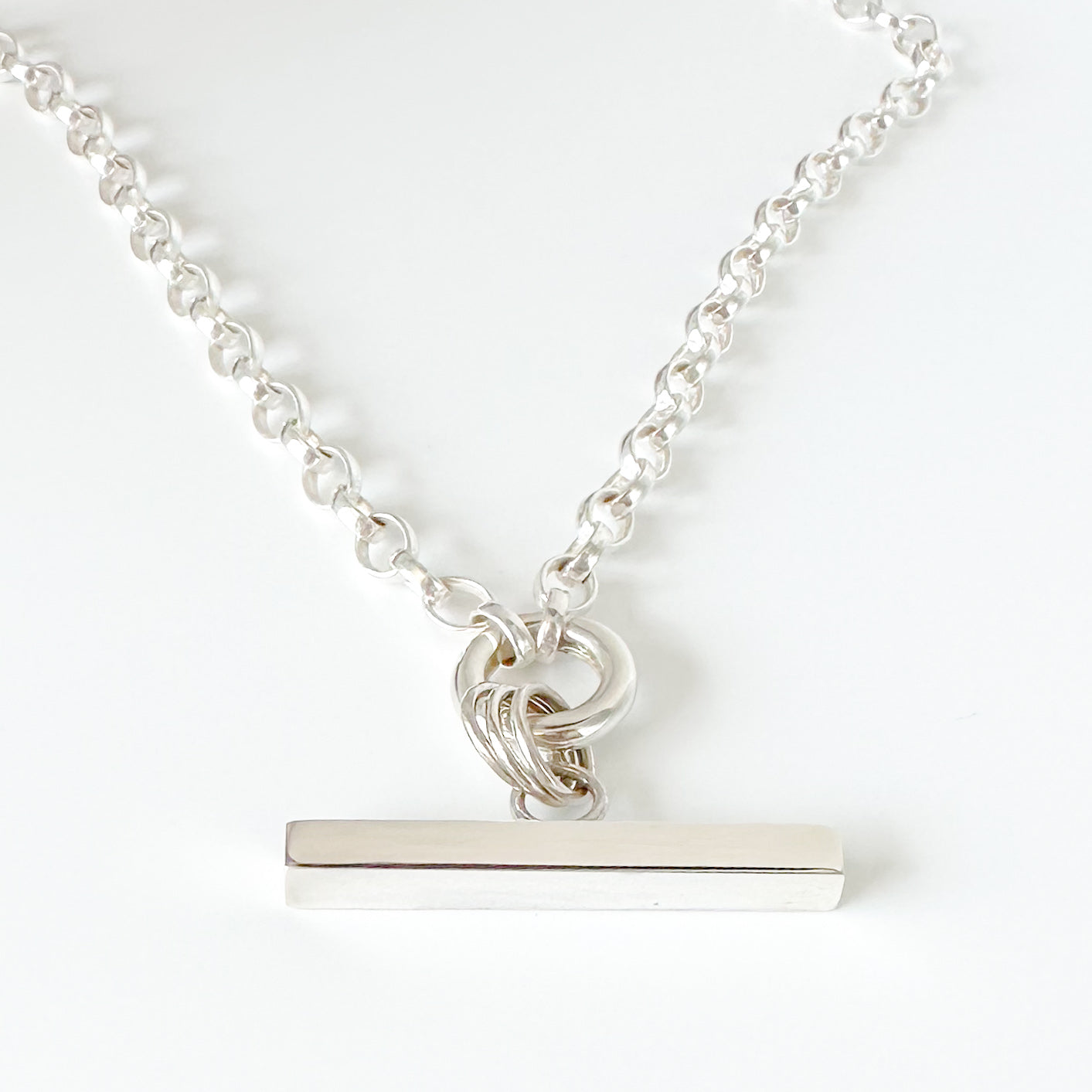 Chunky Square T-Bar Charm Holder Necklace