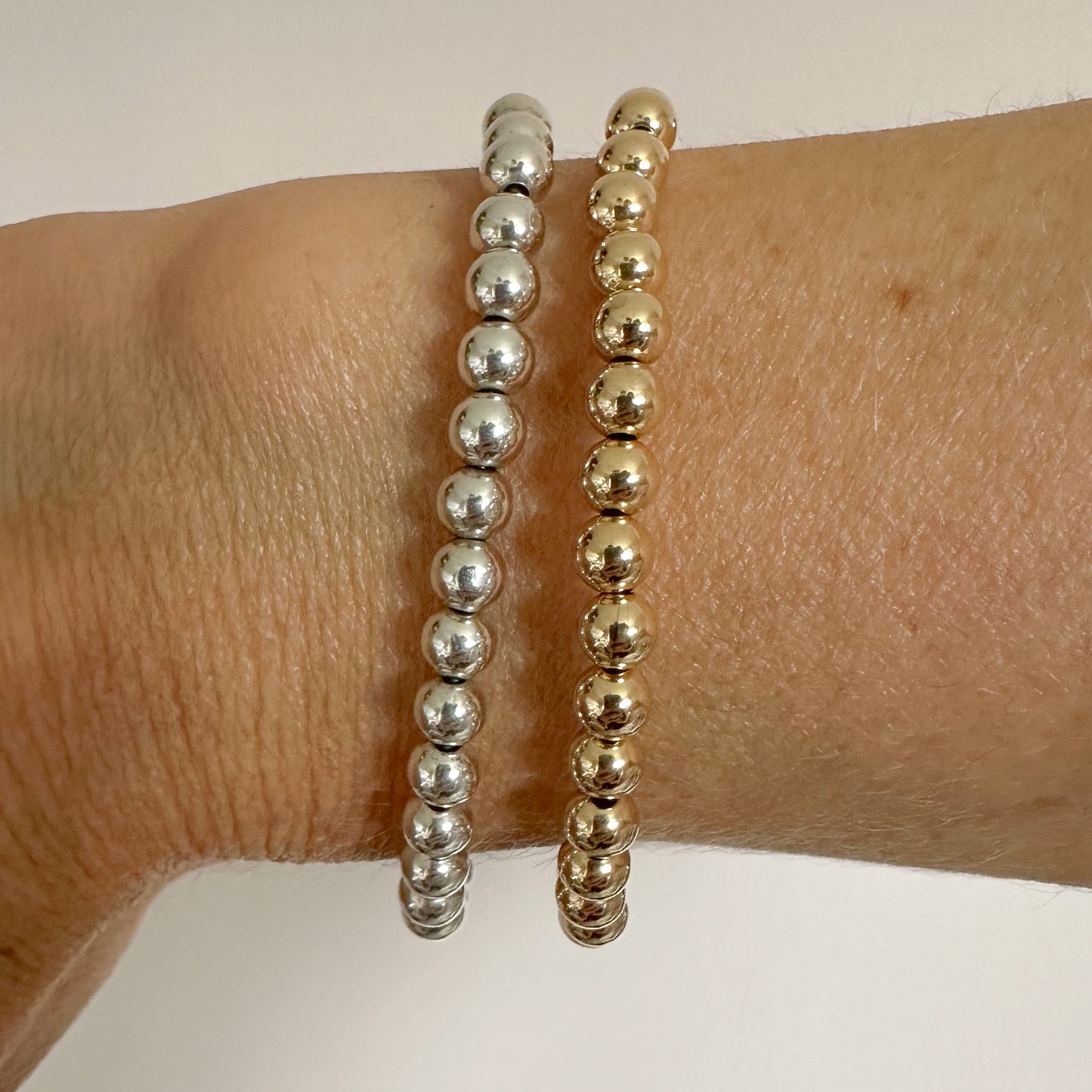 Silver Stretch Bead Bracelet (5mm)