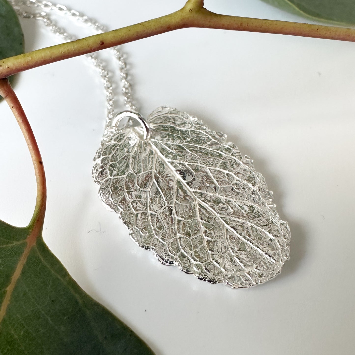 Silver Mint Leaf Necklace