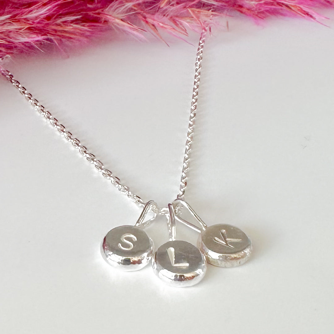 Mini Personalised Skimming Stone Necklace - Sterling Silver