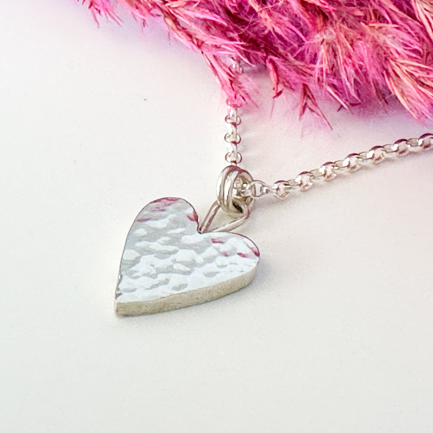 Chunky Silver Hammered Heart Necklace