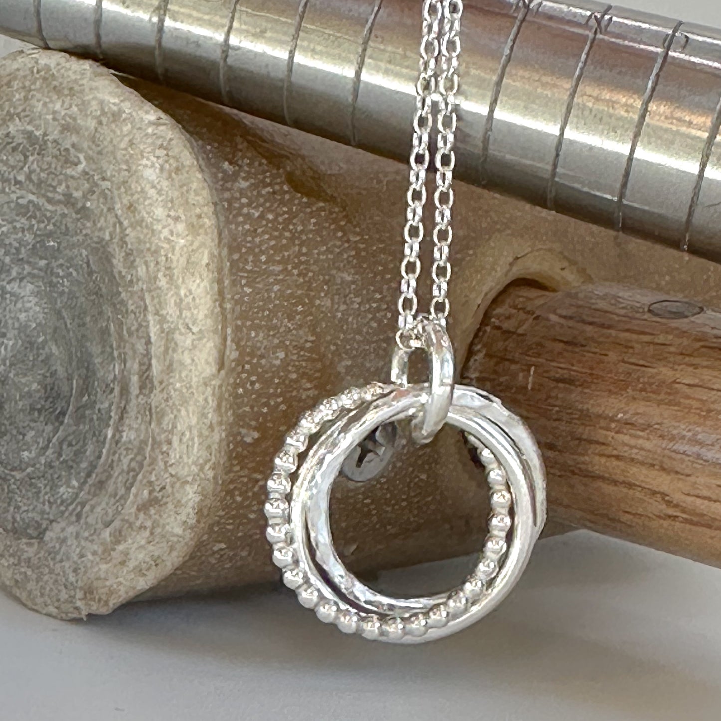 Sterling Silver Interlocking Rings Necklace