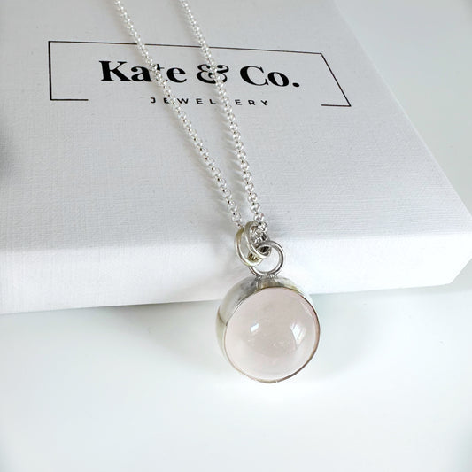 Rose Quartz Fidget Spinner Necklace