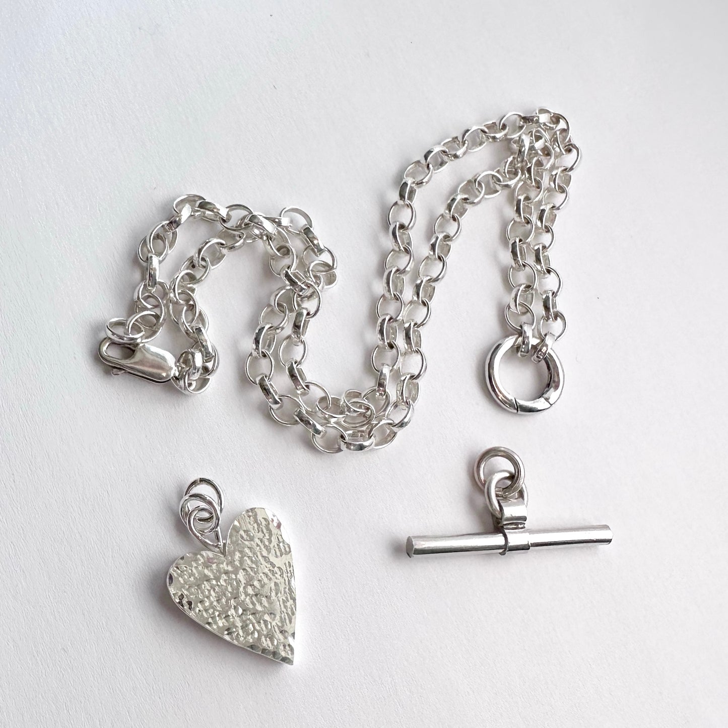 Classic Silver T-Bar with Charm Holder & Chunky Belcher Chain