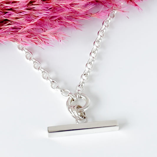 Chunky Square T-Bar Charm Holder Necklace