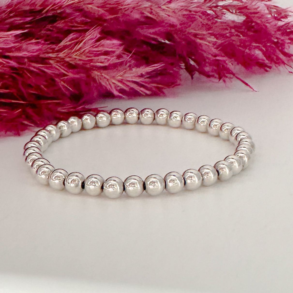 Silver Stretch Bead Bracelet (5mm)