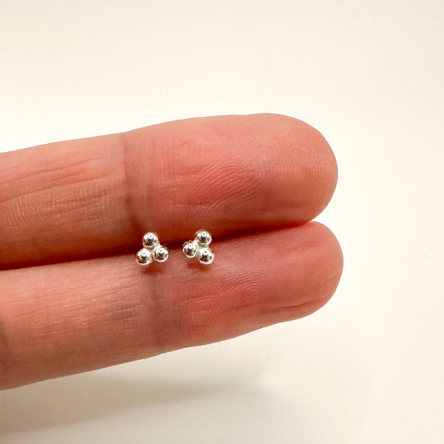 Silver Pebble Trio Stud Earrings