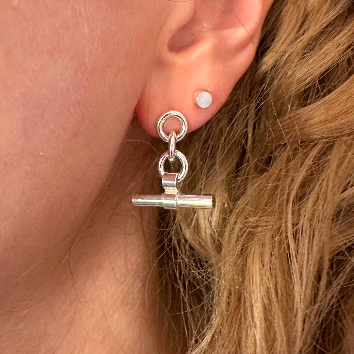 Sterling Silver T-Bar Drop Earrings