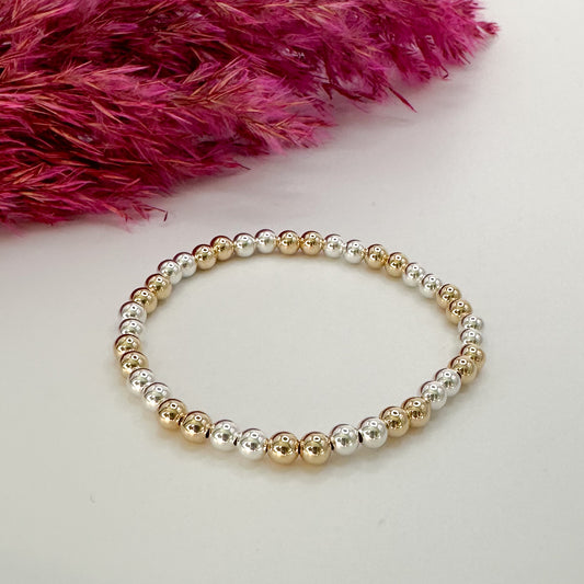 Silver & Gold Bead Bracelet - 5mm