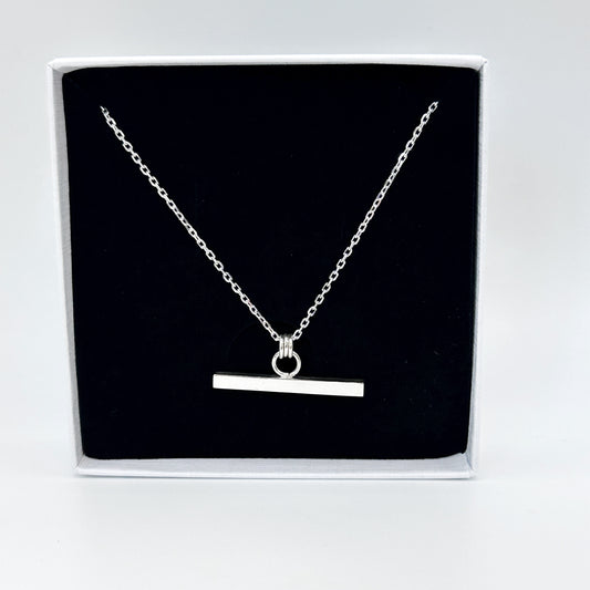 Square T-Bar Necklace in Sterling Silver