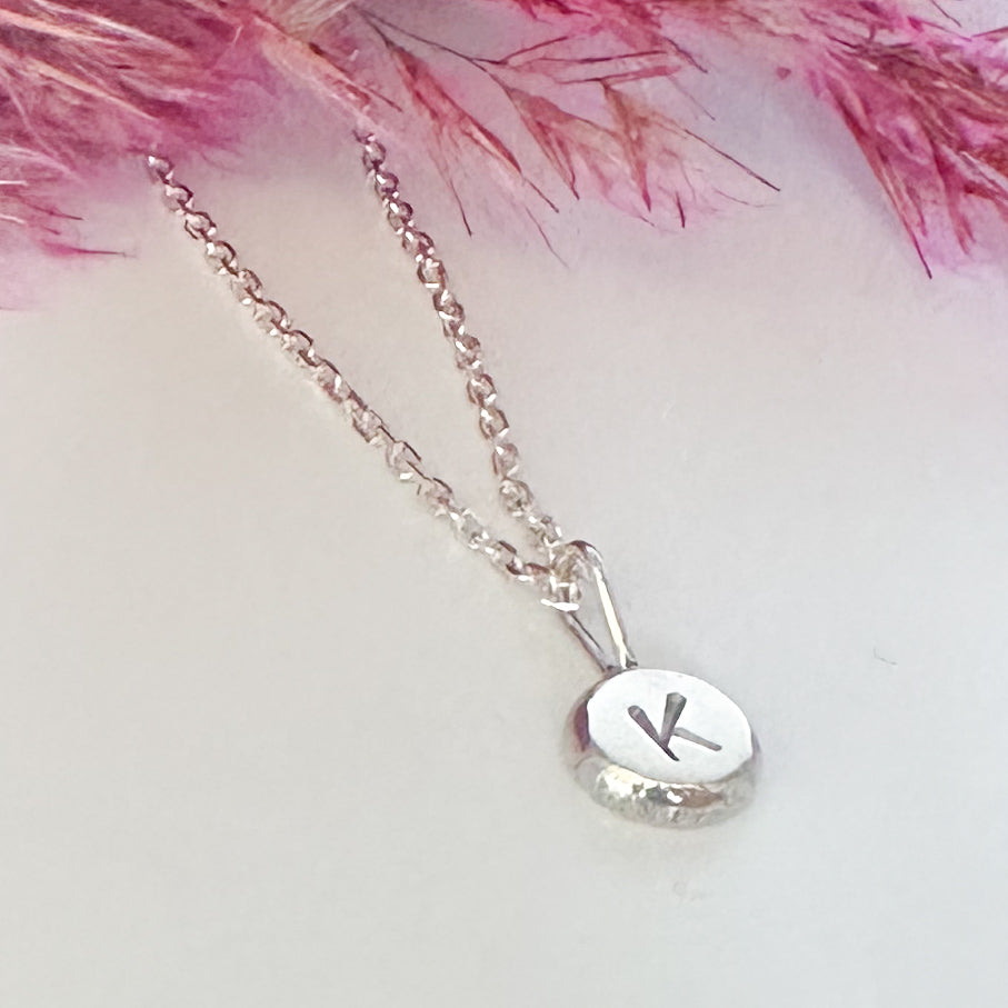 Mini Personalised Skimming Stone Necklace - Sterling Silver