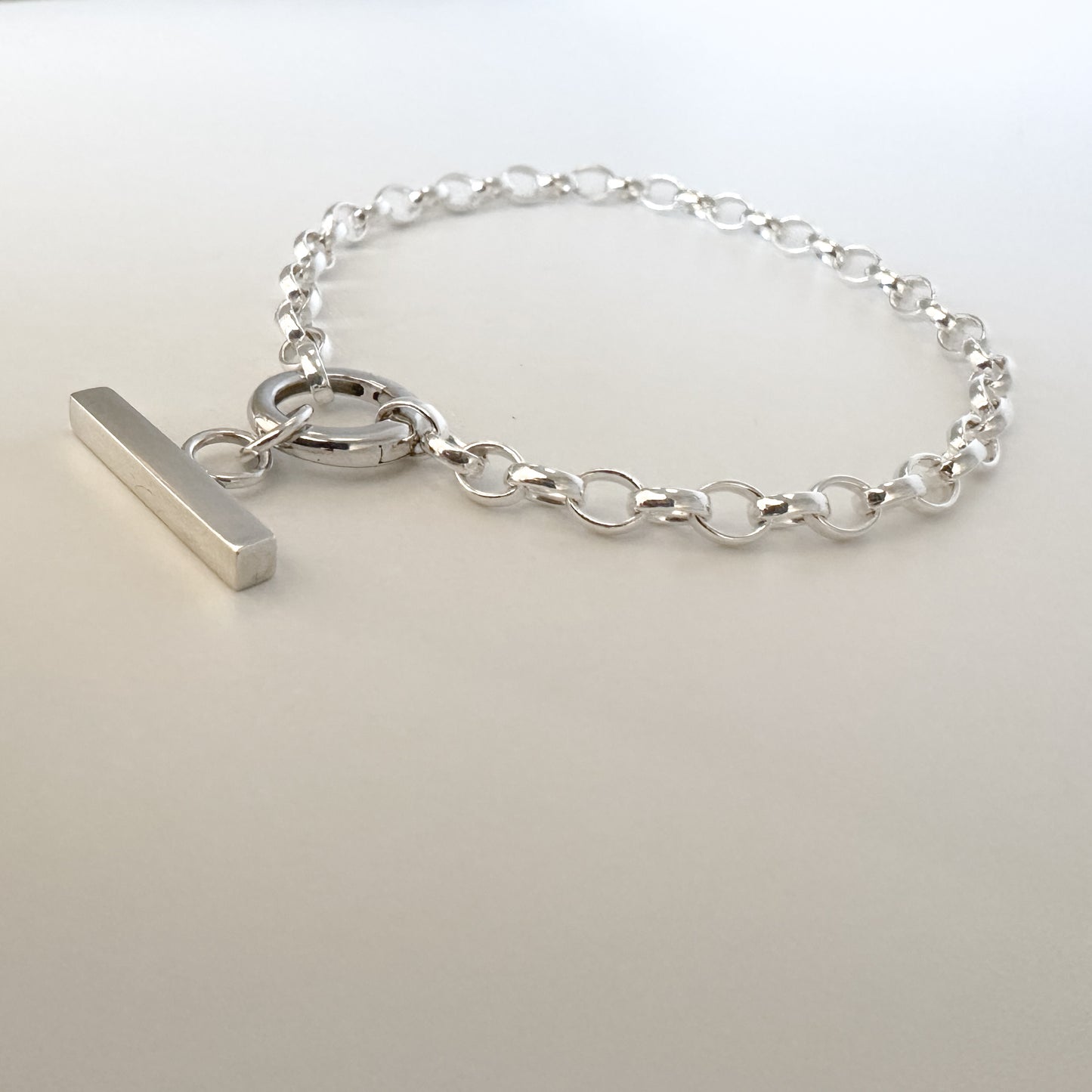 Silver Belcher Charm Bracelet with Square T-Bar