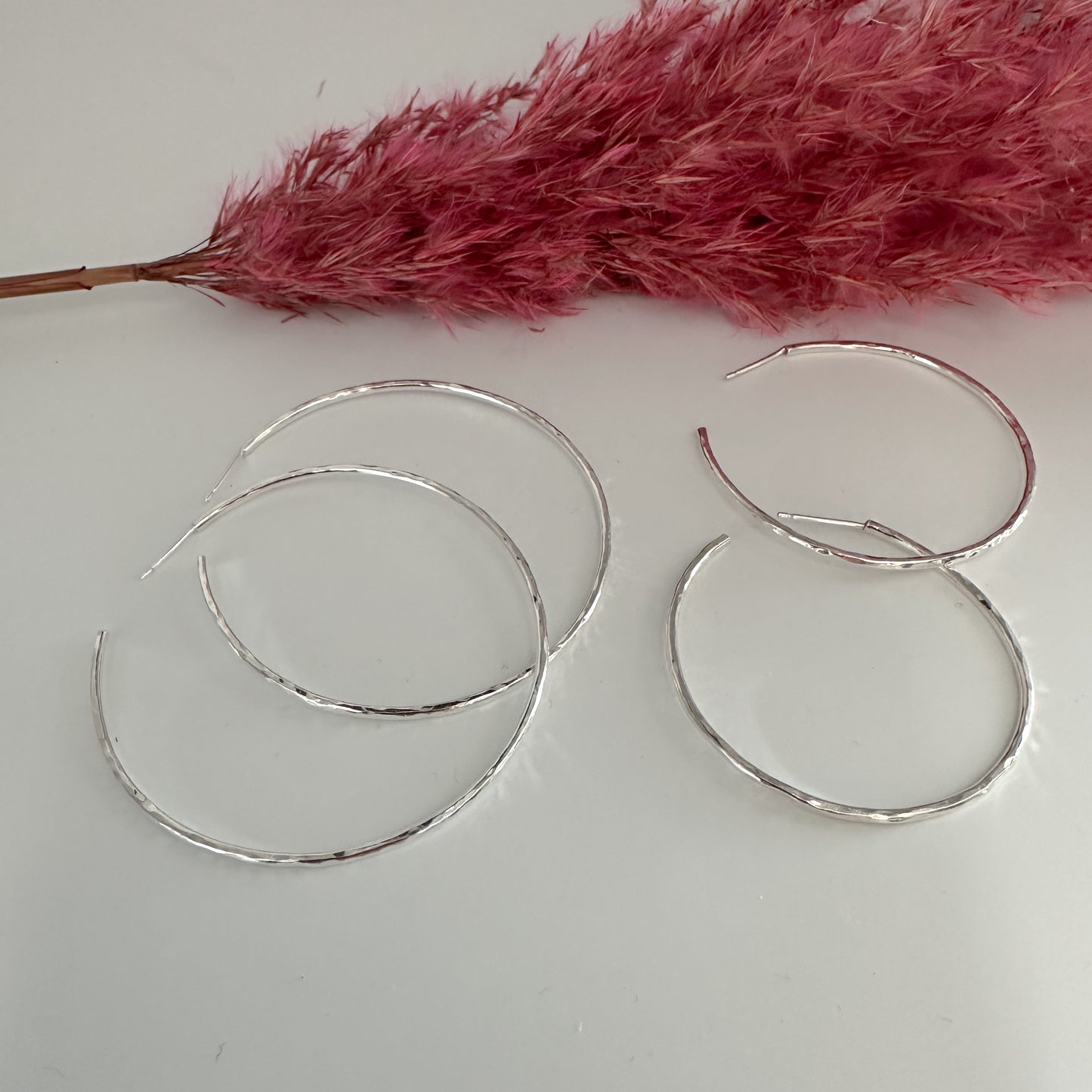 Sterling Silver Hammered Hoops