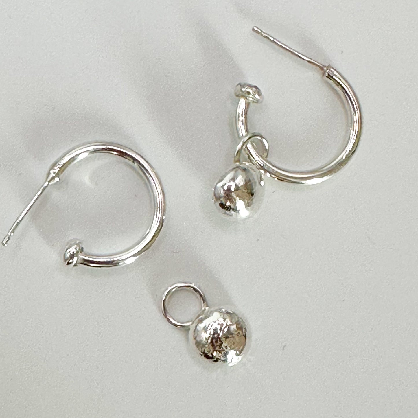 Sterling Silver Hoops with Pebble Charms