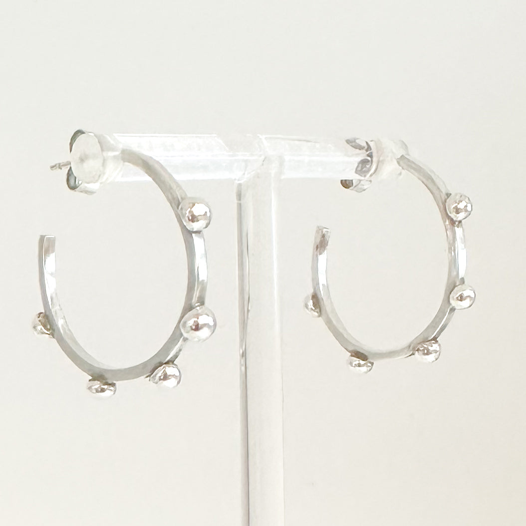 Stepping Stone Sterling Silver Hoop Earrings