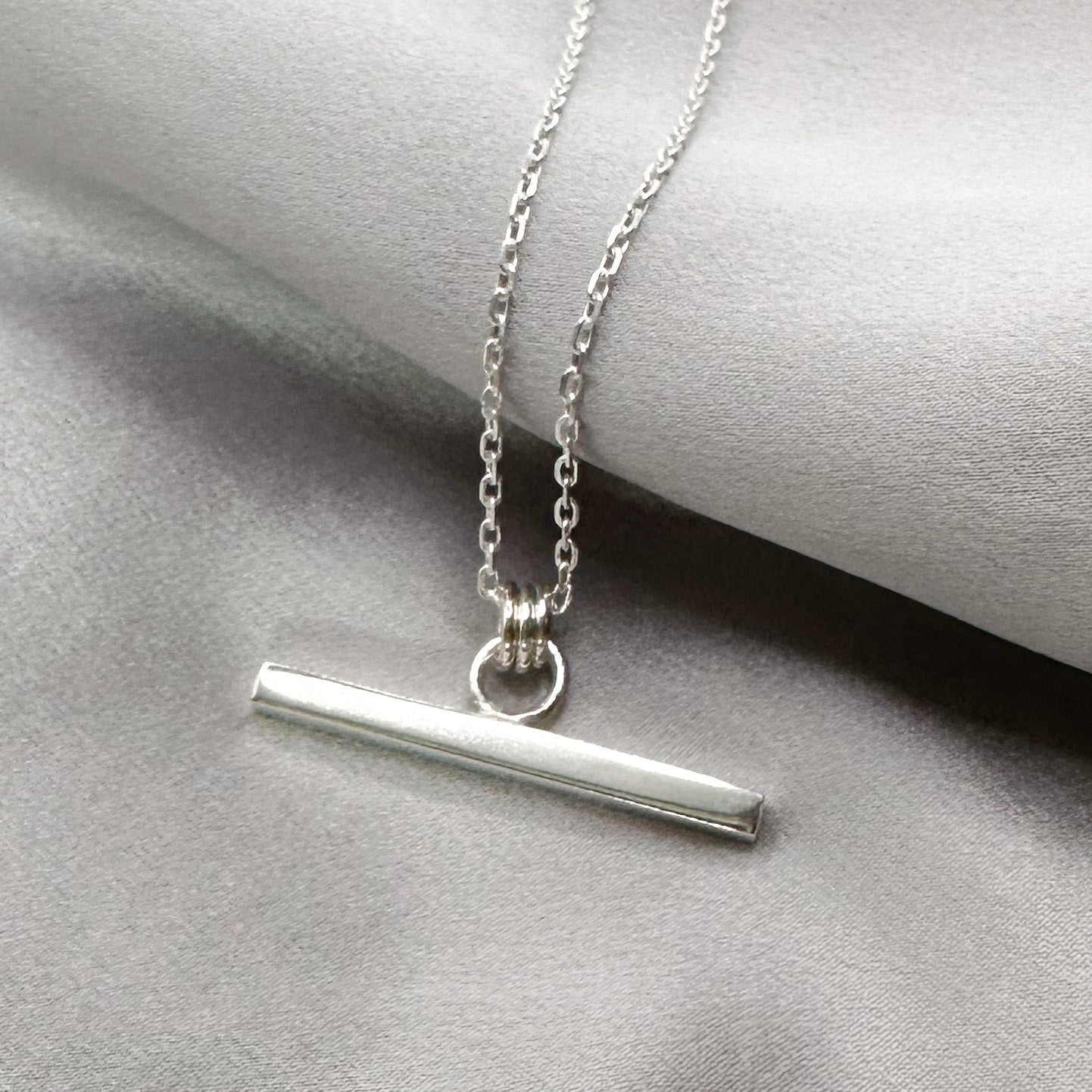 Square T-Bar Necklace in Sterling Silver