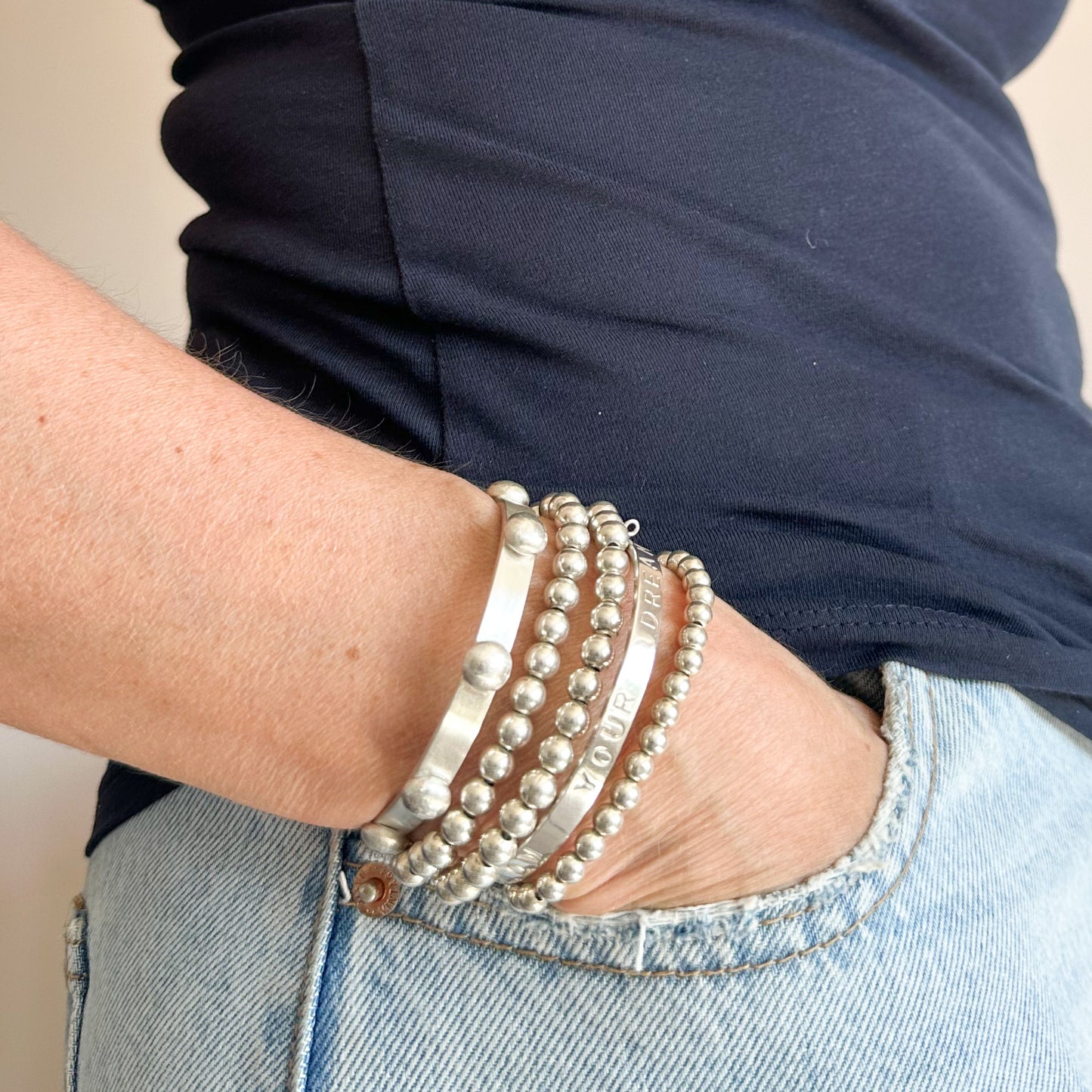 Stepping Stone Silver Cuff Bracelet