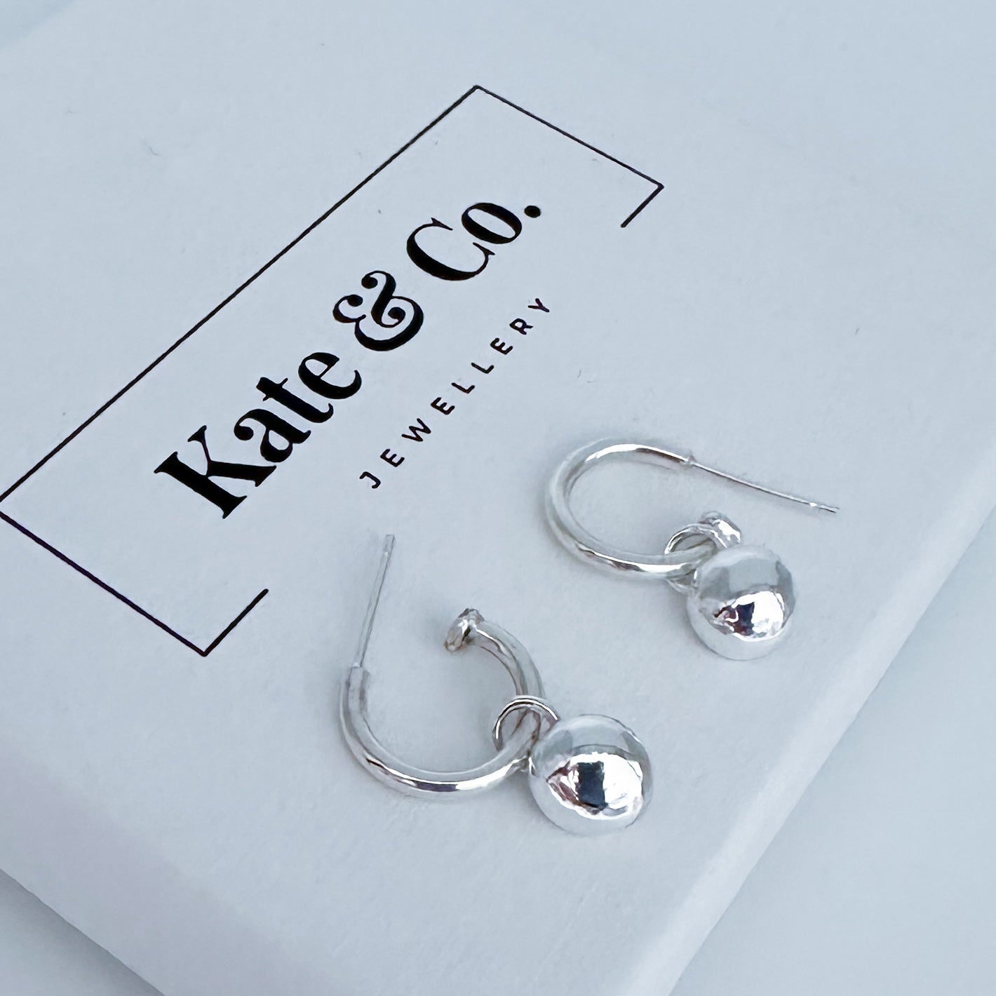 Sterling Silver Hoops with Pebble Charms