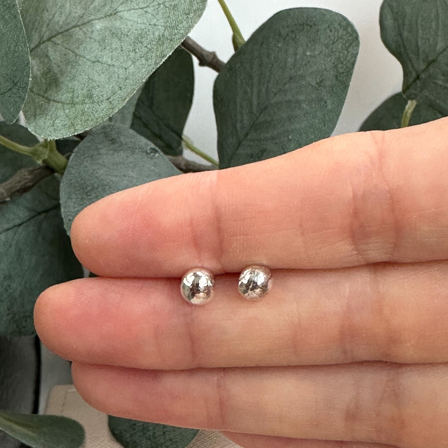 Silver Pebble Stud Earrings