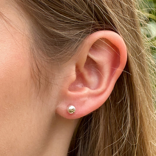 Silver Pebble Stud Earrings