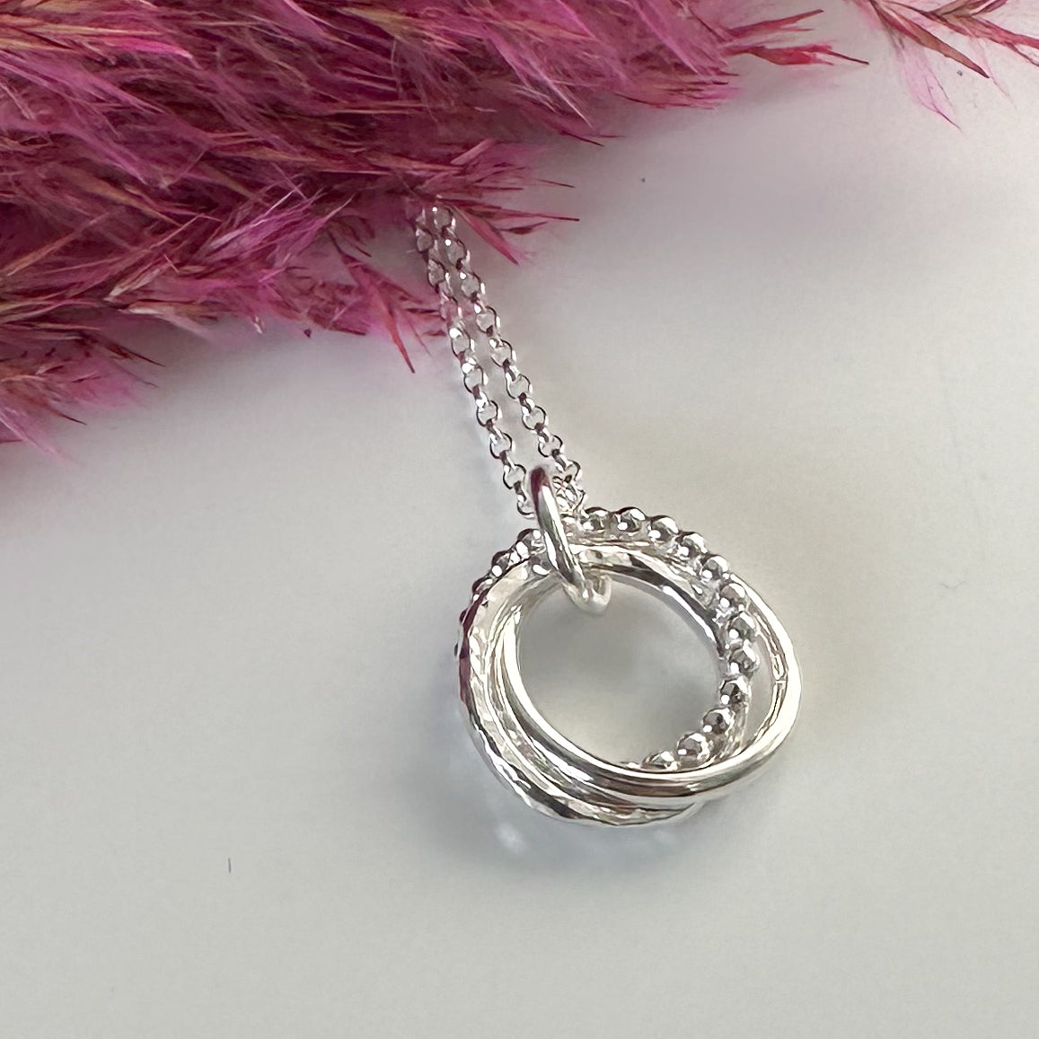 Sterling Silver Interlocking Rings Necklace