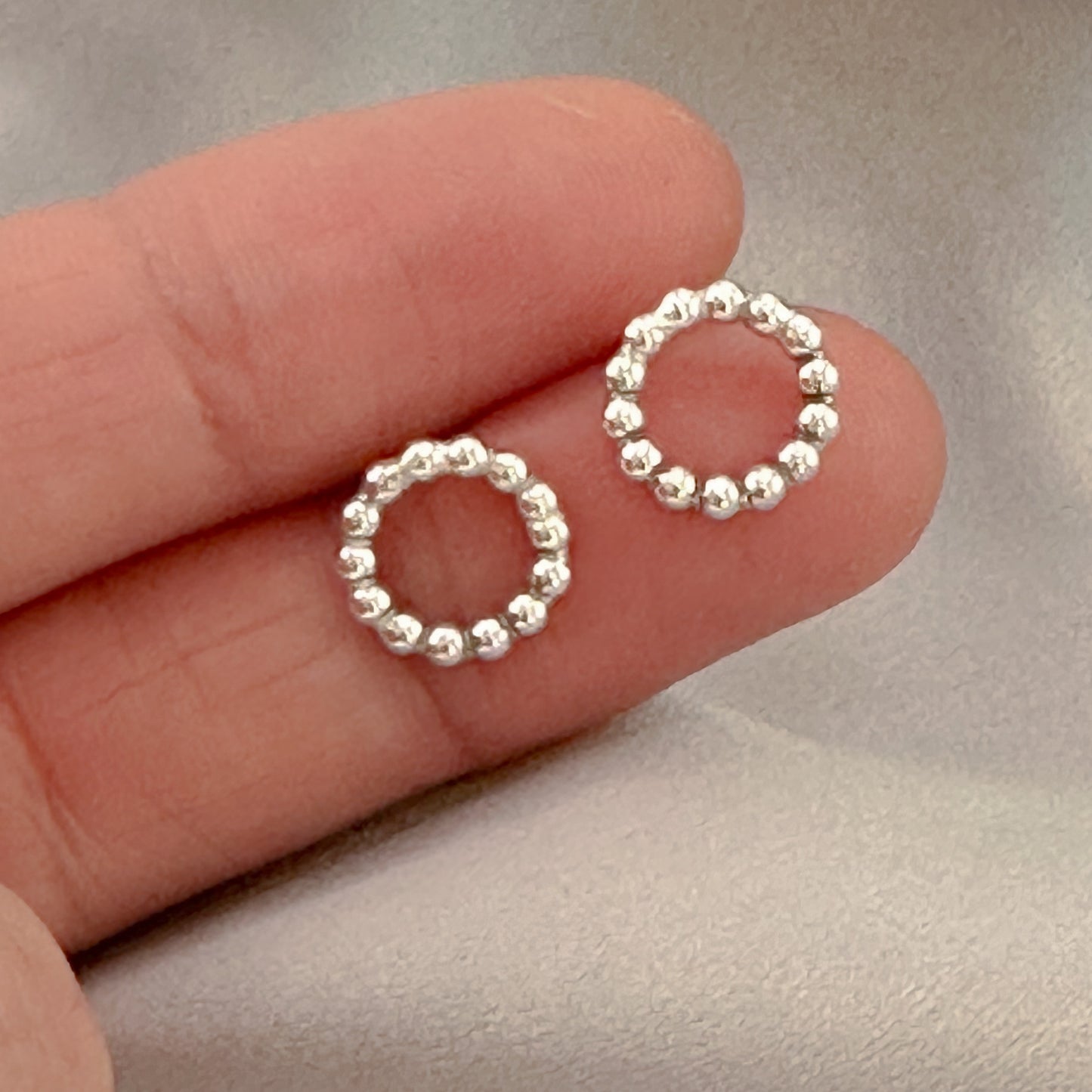 Sterling Silver Dot Circle Studs