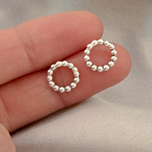 Sterling Silver Dot Circle Studs