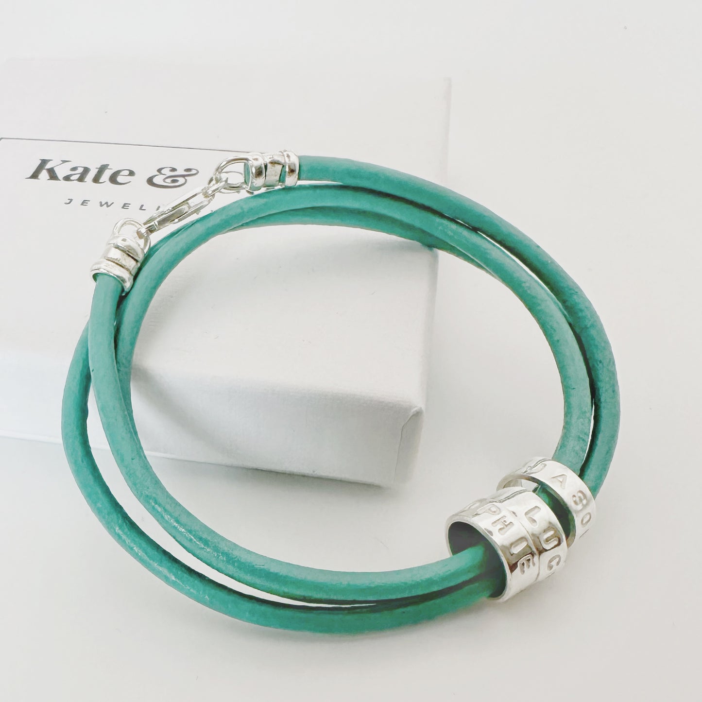 Personalised Silver Hoop Triple Wrap Leather Bracelet