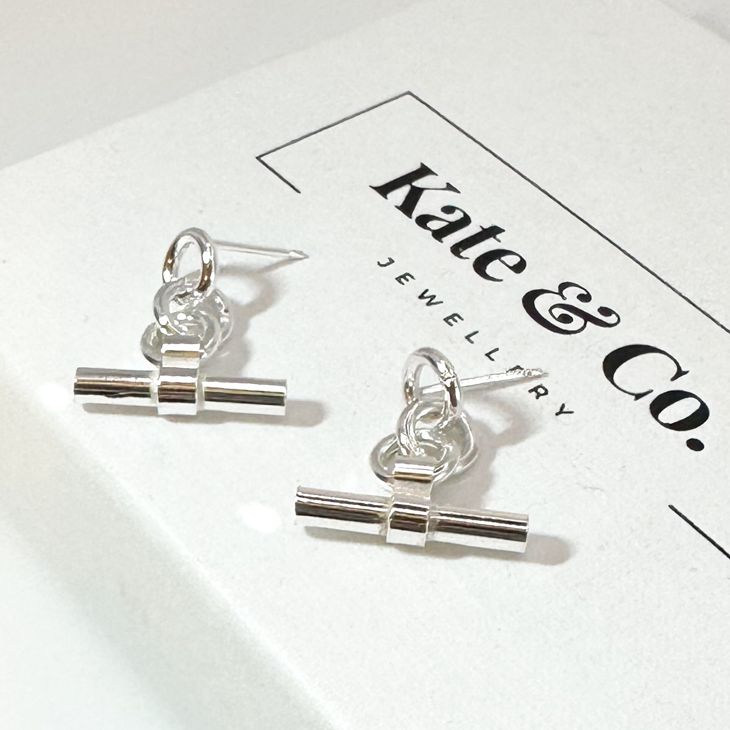 Sterling Silver T-Bar Drop Earrings