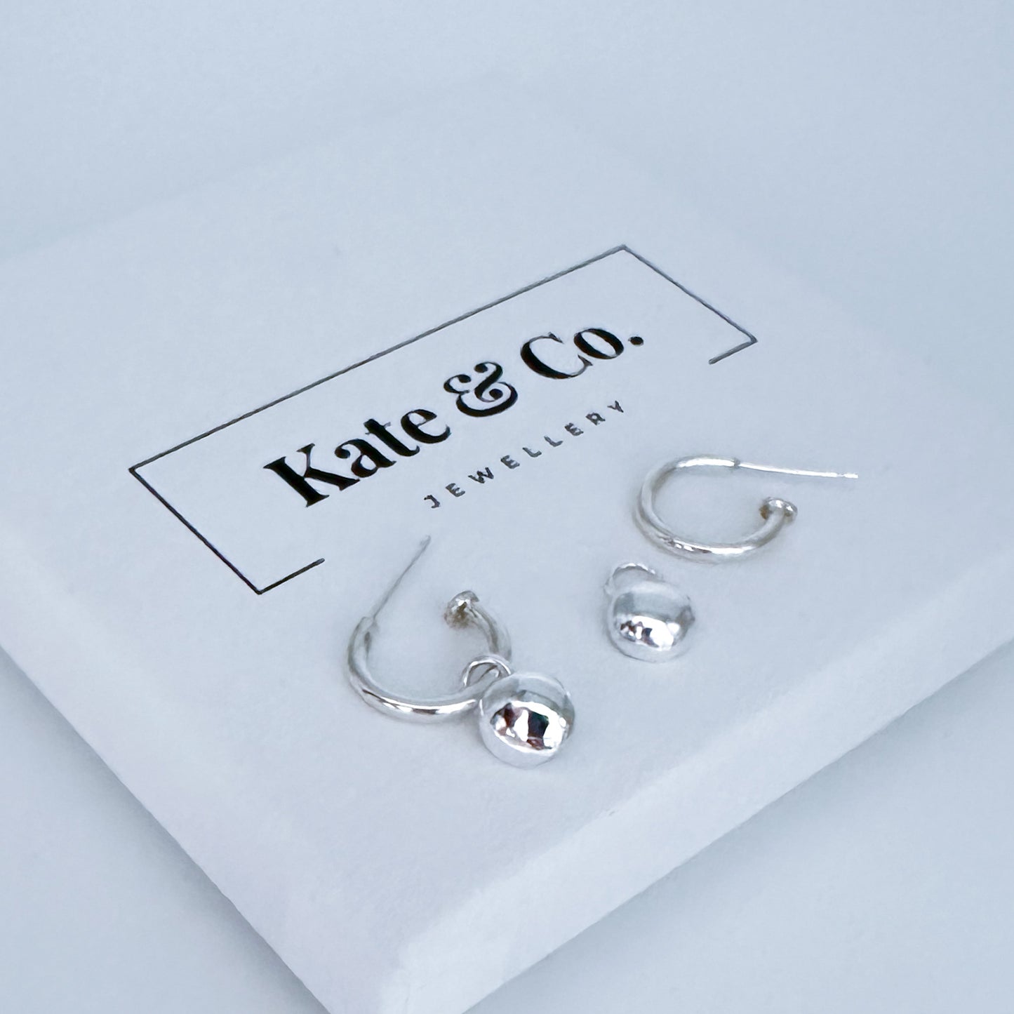 Sterling Silver Hoops with Pebble Charms