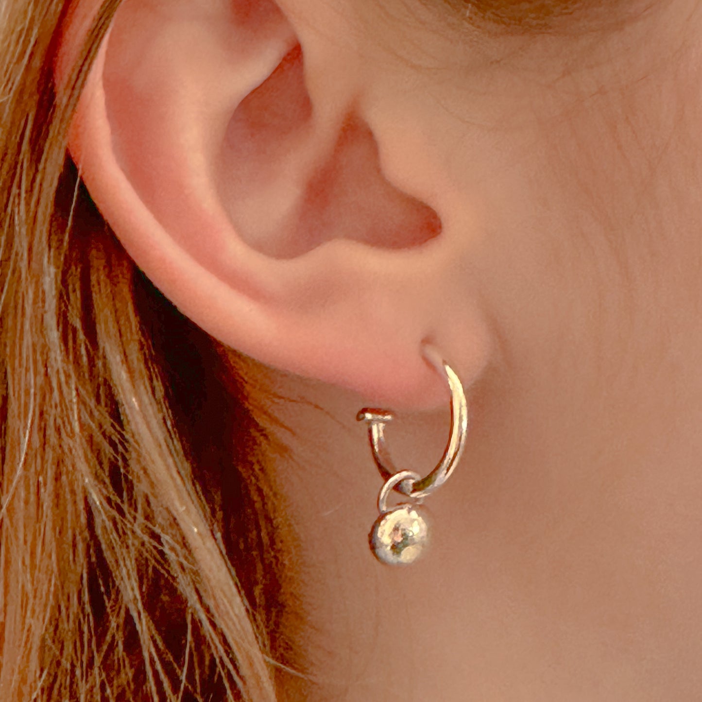 Sterling Silver Hoops with Pebble Charms