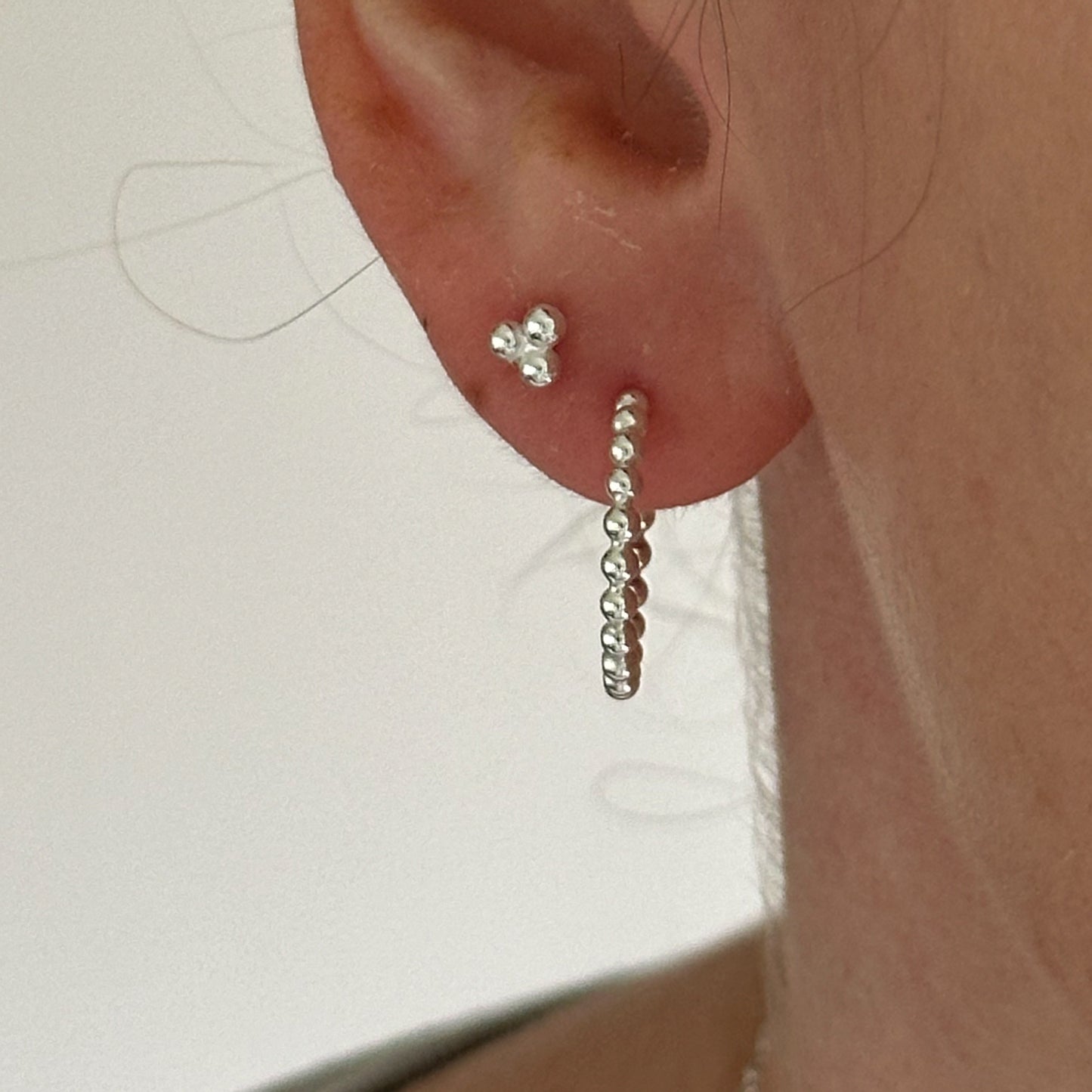 Silver Pebble Trio Stud Earrings