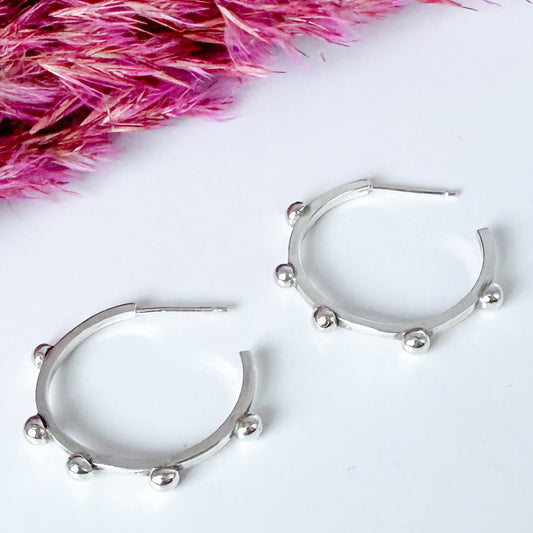 Stepping Stone Sterling Silver Hoop Earrings