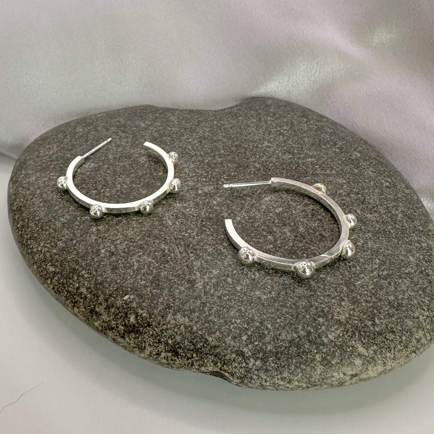 Stepping Stone Sterling Silver Hoop Earrings