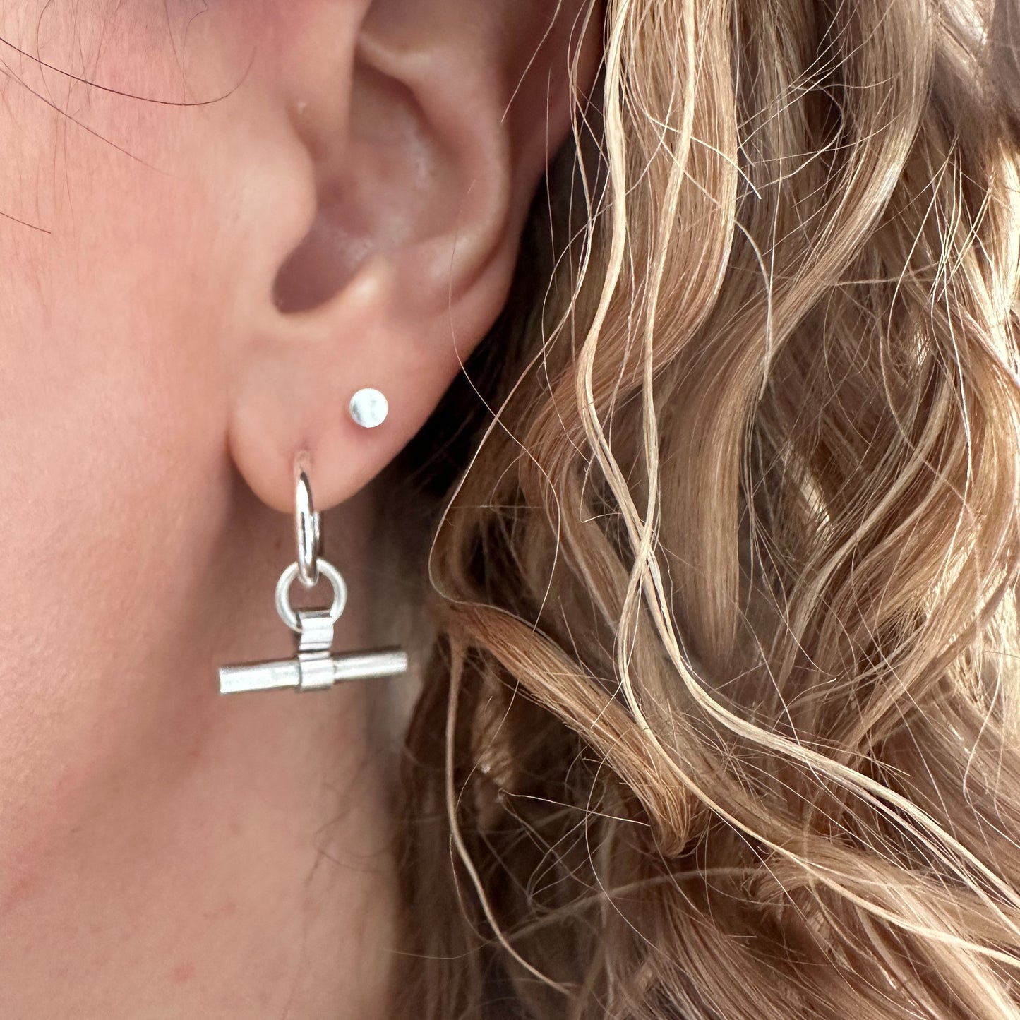 Classic T-Bar Hoops, Sterling silver