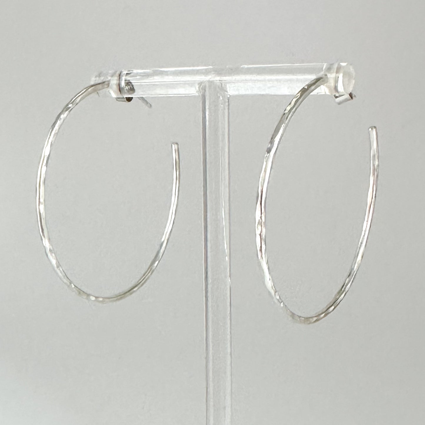 Sterling Silver Hammered Hoops - 40mm