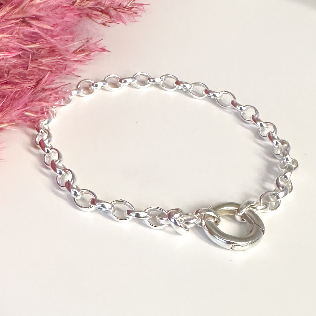 Silver Belcher Charm Holder Bracelet