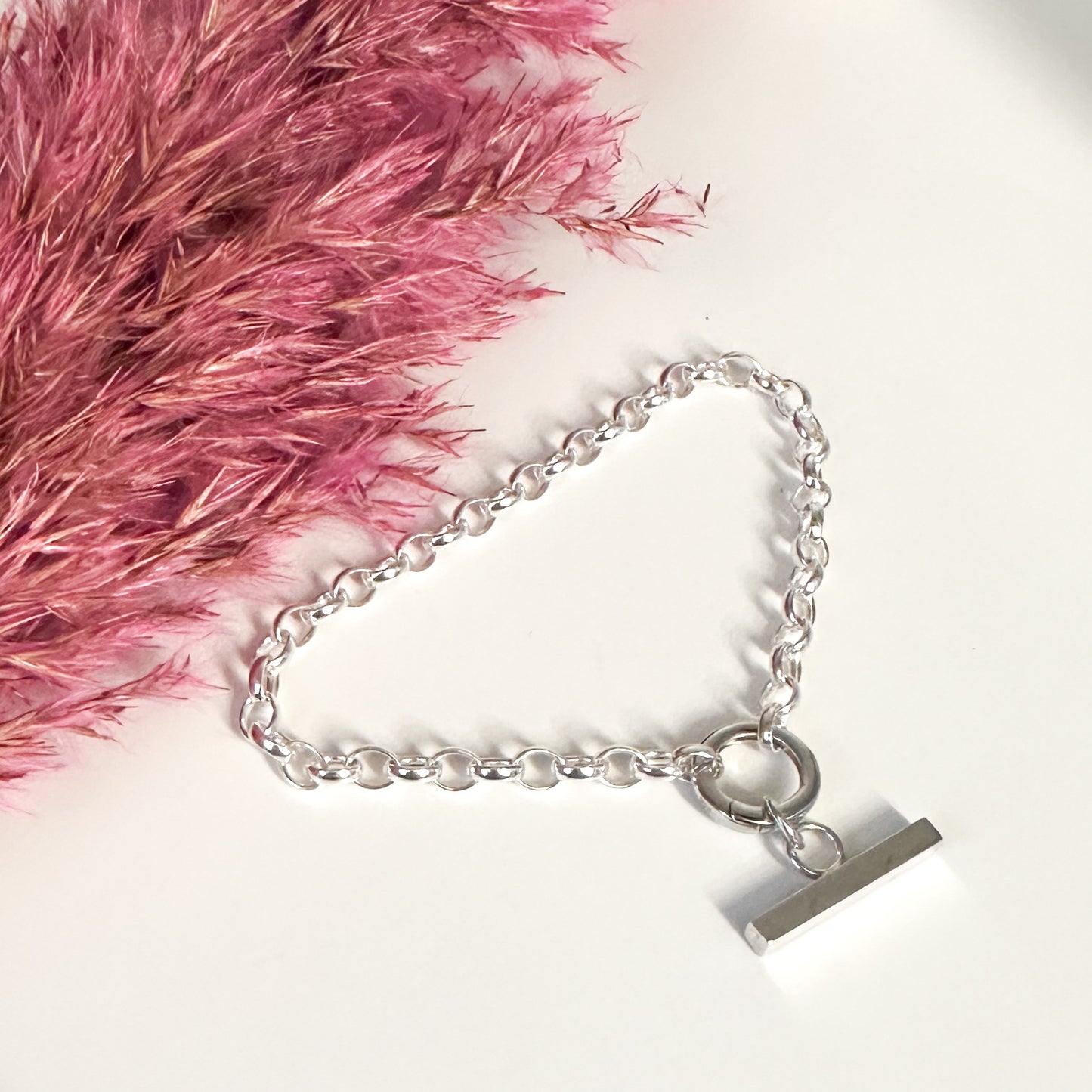 Silver Belcher Charm Bracelet with Square T-Bar