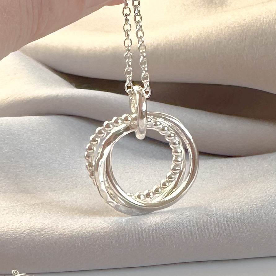 Sterling Silver Interlocking Rings Necklace