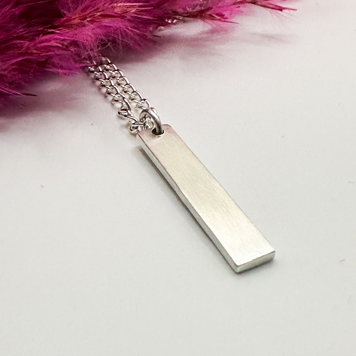 Hammered/Brushed Silver Bar Necklace